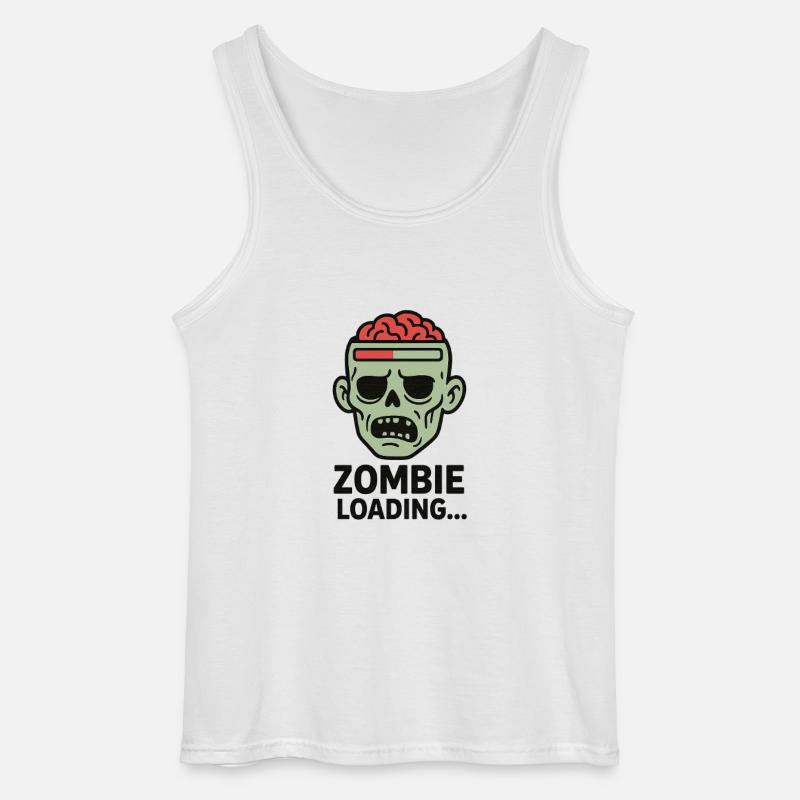 Zombie Loading Skull Graphic - Gildan Men’s Tank Top - white