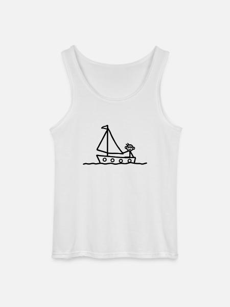 Strichmännchen im Boot - segeln - Gildan Männer Tank Top - Weiß