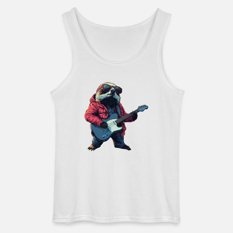 Faultier mit E-Gitarre - Gildan Männer Tank Top - Weiß