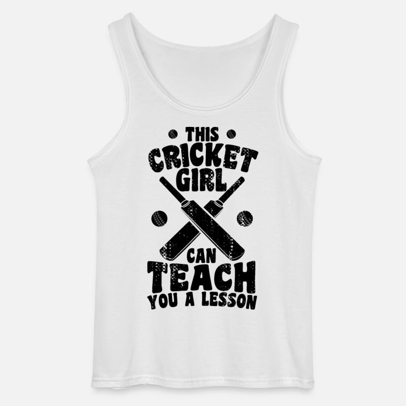 Cricket Mädchen erteilt dir eine Lektion - Gildan Männer Tank Top - Weiß