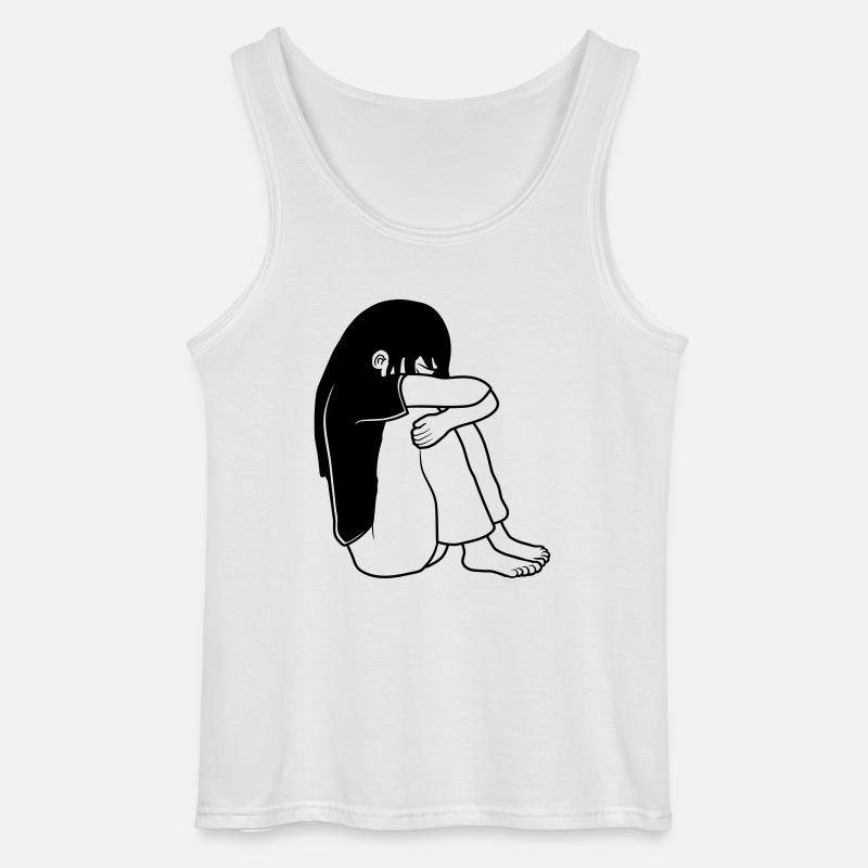 Mädchen Traurig Sitzend - Gildan Männer Tank Top - Weiß