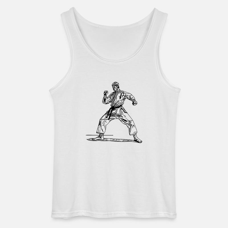 Judo Trainer in Kampfpose - Gildan Männer Tank Top - Weiß