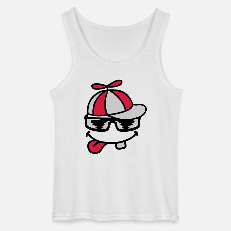 Comic Face Propeller Cap Éolienne - Débardeur Gildan Homme - blanc