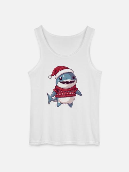 Shark Christmas Comic - Gildan Men’s Tank Top - white