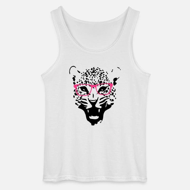 Leopard Nerd Brille 2c - Gildan Männer Tank Top - Weiß
