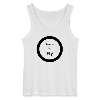 Template 3000x3000 CIRCLE Learn to Fly 2 - Gildan Men’s Tank Top - white - Front - AI Model Male 185 dark (185cm)