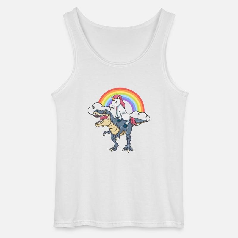 Unicorn Dinosaur T-Rex Rainbow Gift - Gildan singlet for menn - hvit