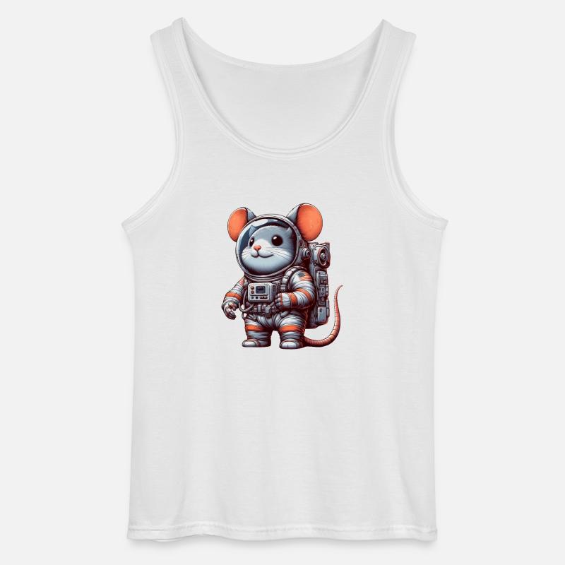 Mouse Astronaut Space Universe Sci-Fi - Gildan Men’s Tank Top - white