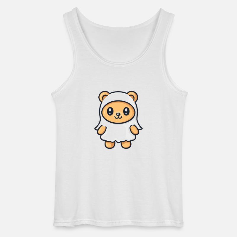 Bear Halloween Comic Ghost - Gildan Men’s Tank Top - white