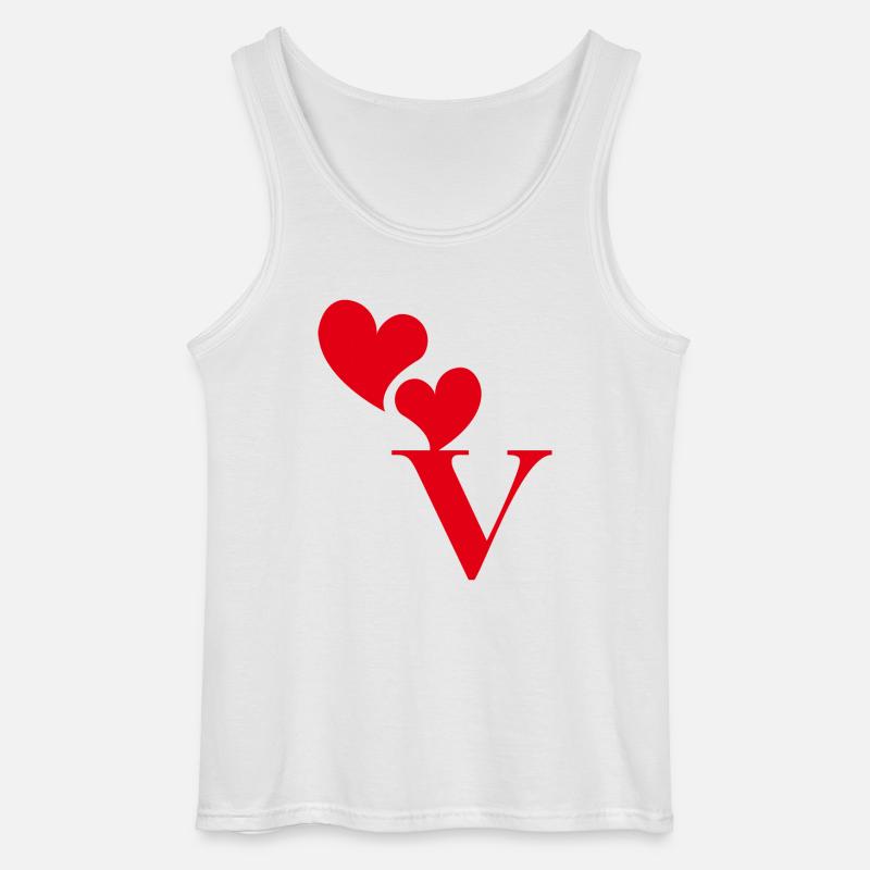 Buchstabe v rotes Herz - Gildan Männer Tank Top - Weiß
