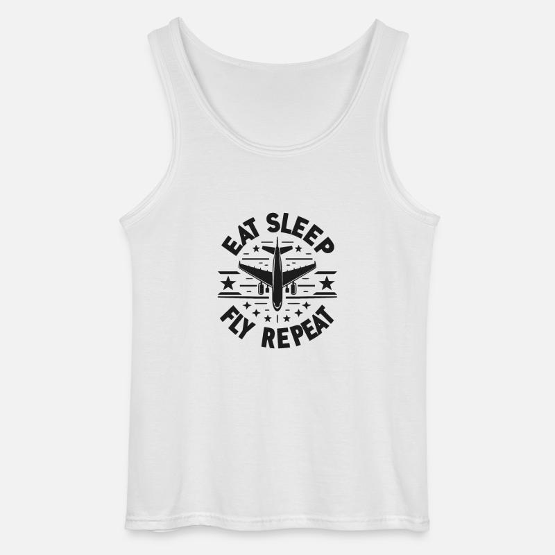 Eat Sleep Fly Repeat - Gildan Männer Tank Top - Weiß