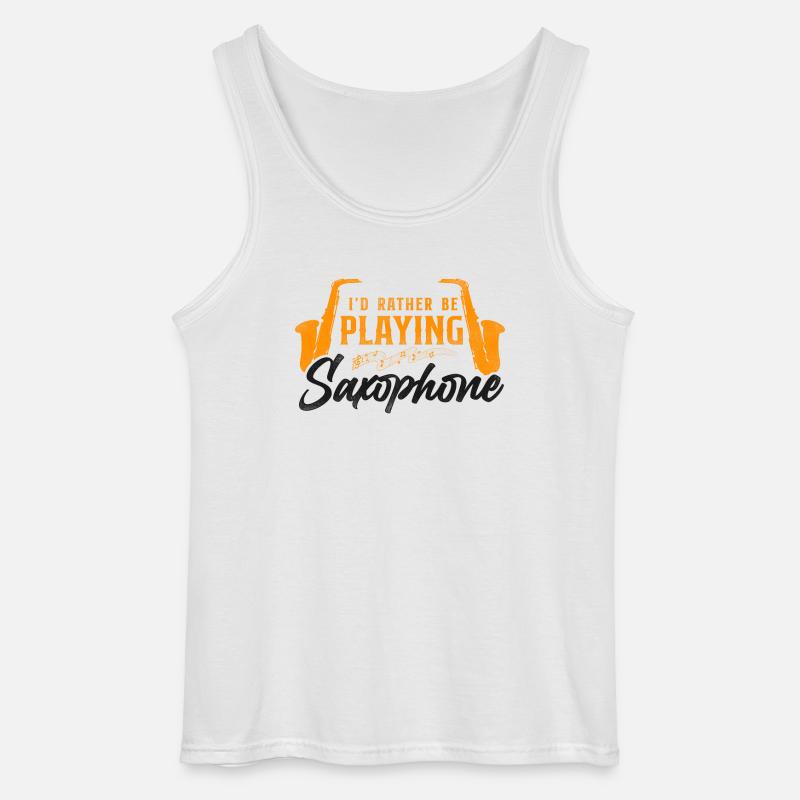 Saxophone I'd Rather Be Playing - Gildan Männer Tank Top - Weiß