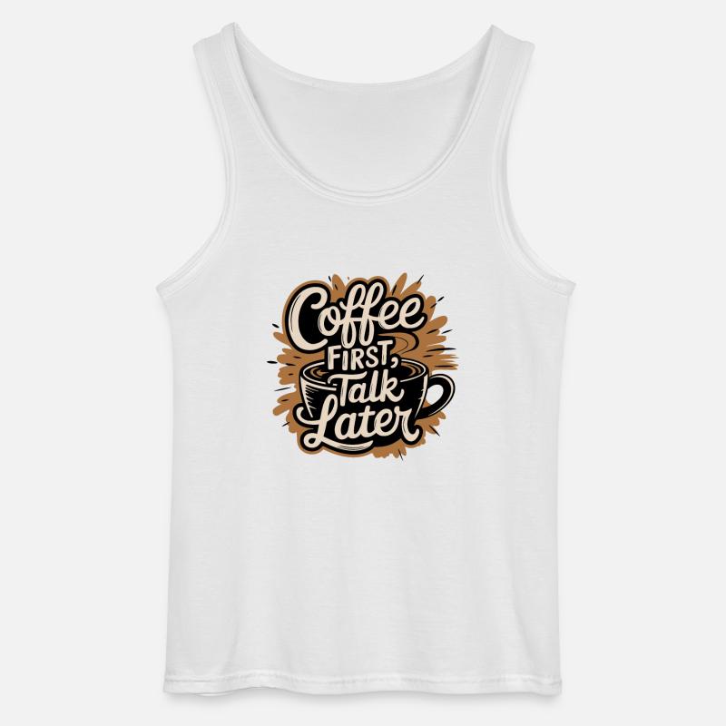 KAFFEE ERST GESPRÄCH SPÄTER - Gildan Männer Tank Top - Weiß