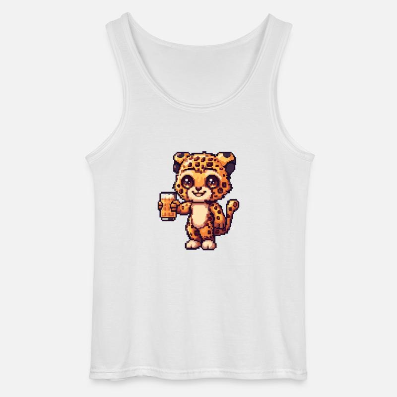 Leopard Pixel Bier - Gildan Männer Tank Top - Weiß