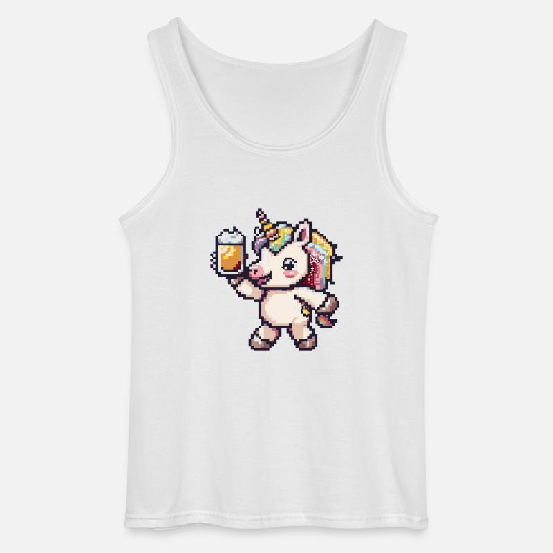 Einhorn Pixel Bier - Gildan Männer Tank Top - Weiß