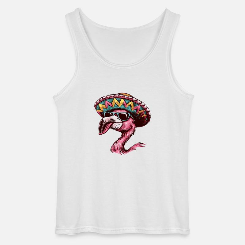 Flamingo Comic Lustig Sombrero - Gildan Männer Tank Top - Weiß