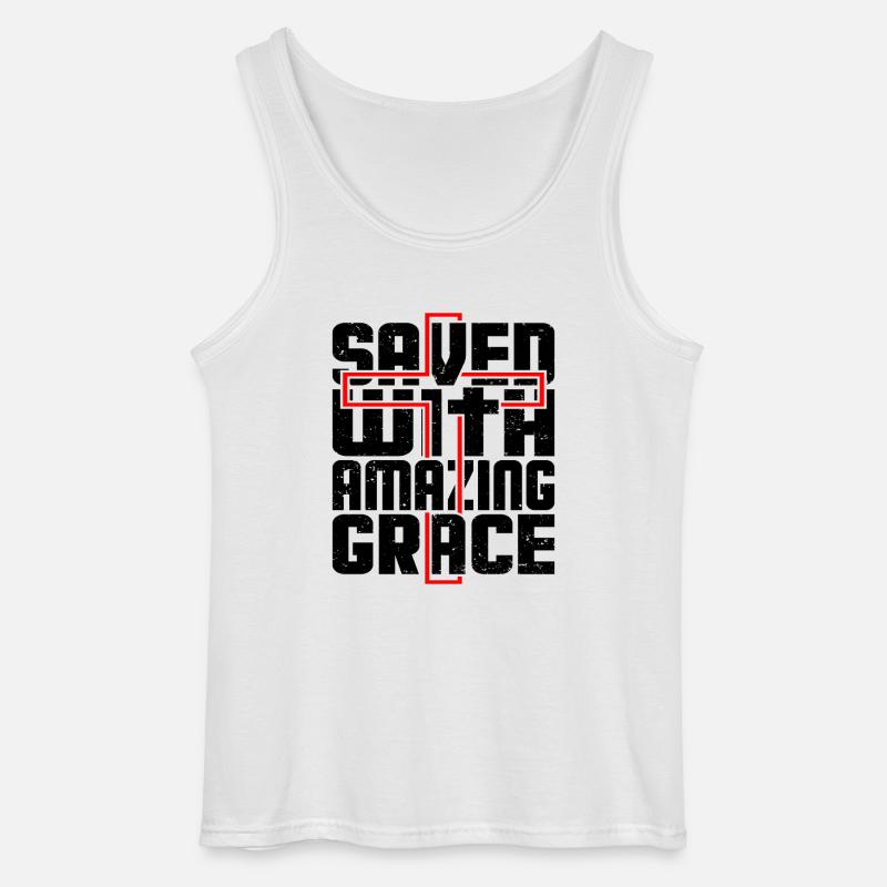 Saved with amazing grace - Gildan Männer Tank Top - Weiß