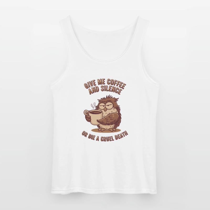 Kaffee Eule - geb mir Kaffee und Stille oder stirb Gildan Männer Tank Top