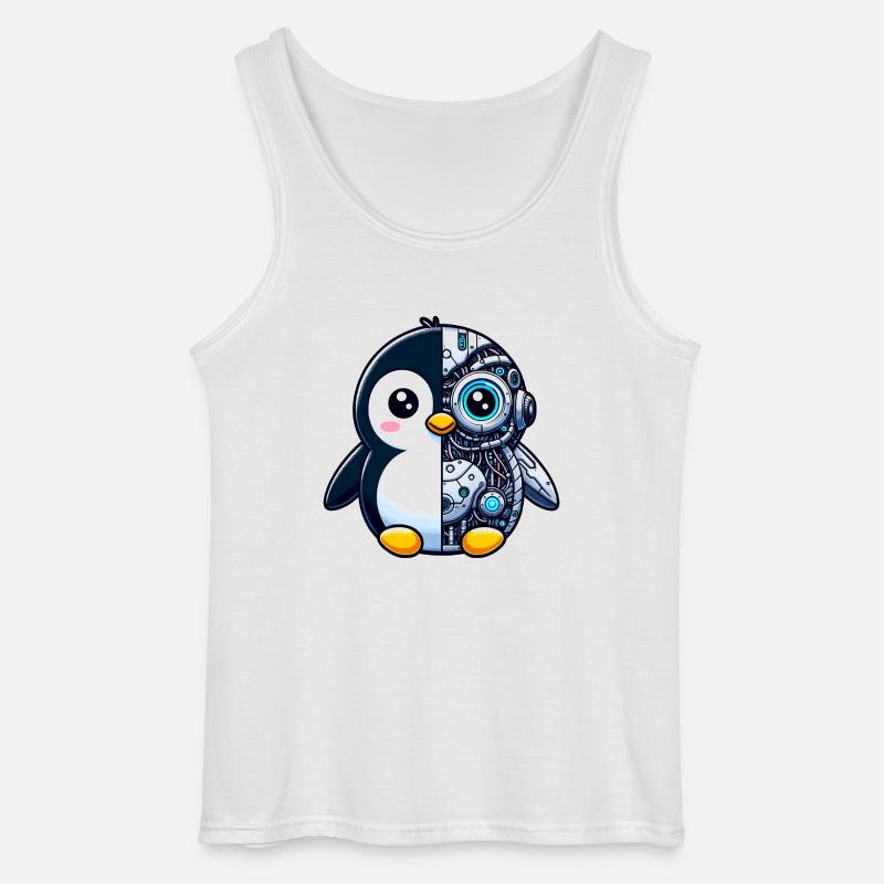 Süßer Pinguin Cyborg Roboter - Gildan Männer Tank Top - Weiß