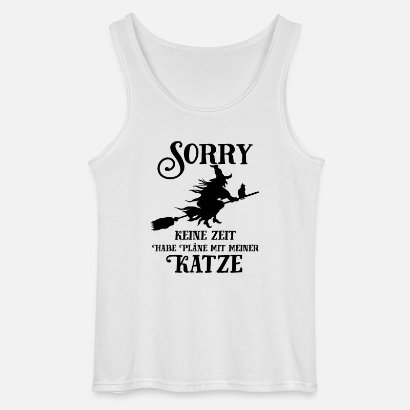 Katze Pläne Hexe - Gildan Männer Tank Top - Weiß