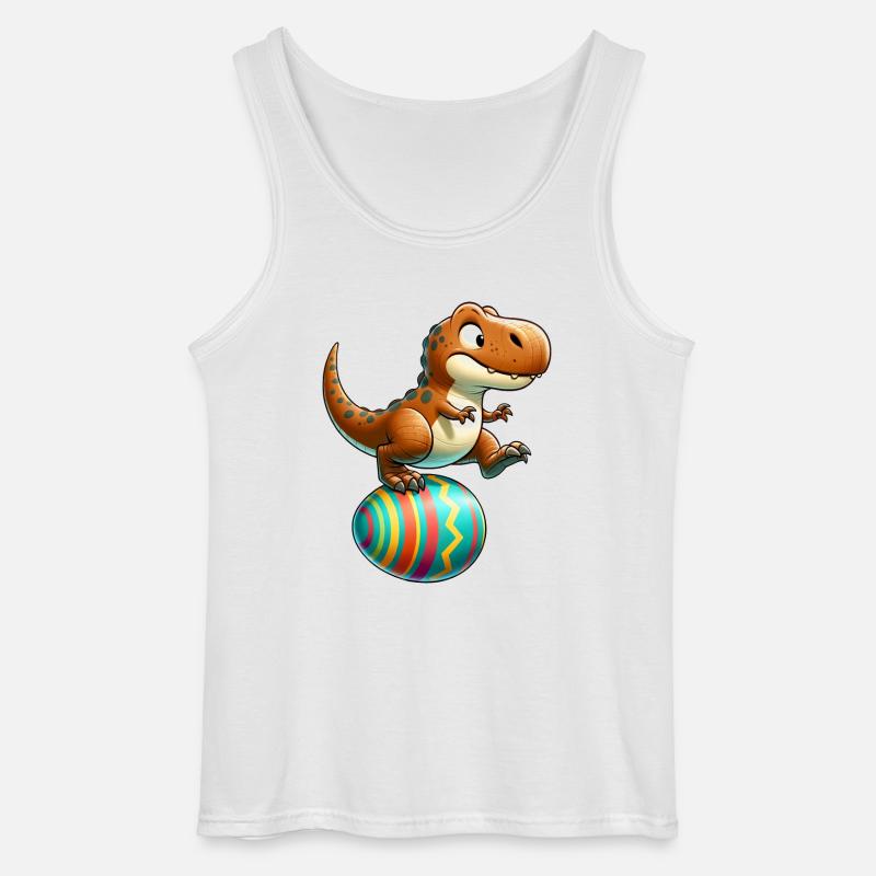 Dancing T-Rex, Easter Eggshell Fun - Gildan Men’s Tank Top - white