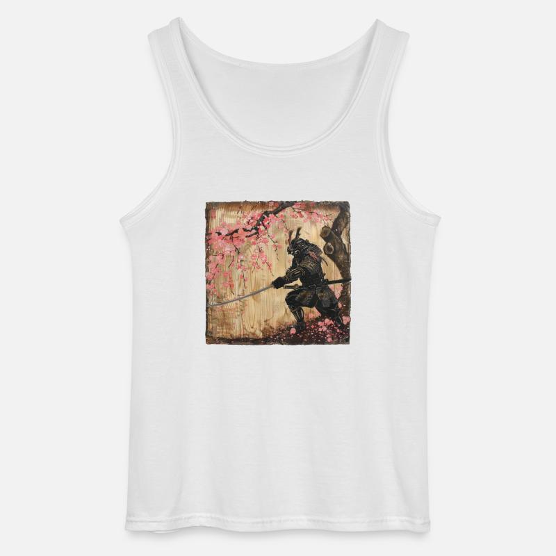 Japanisch Samurai Kirschblüte Kunst Ukiyo-E - Gildan Männer Tank Top - Weiß