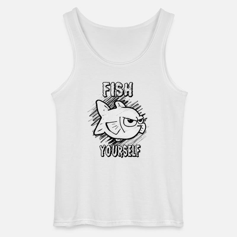 Fish Yourself (Scribble) - Gildan Männer Tank Top - Weiß