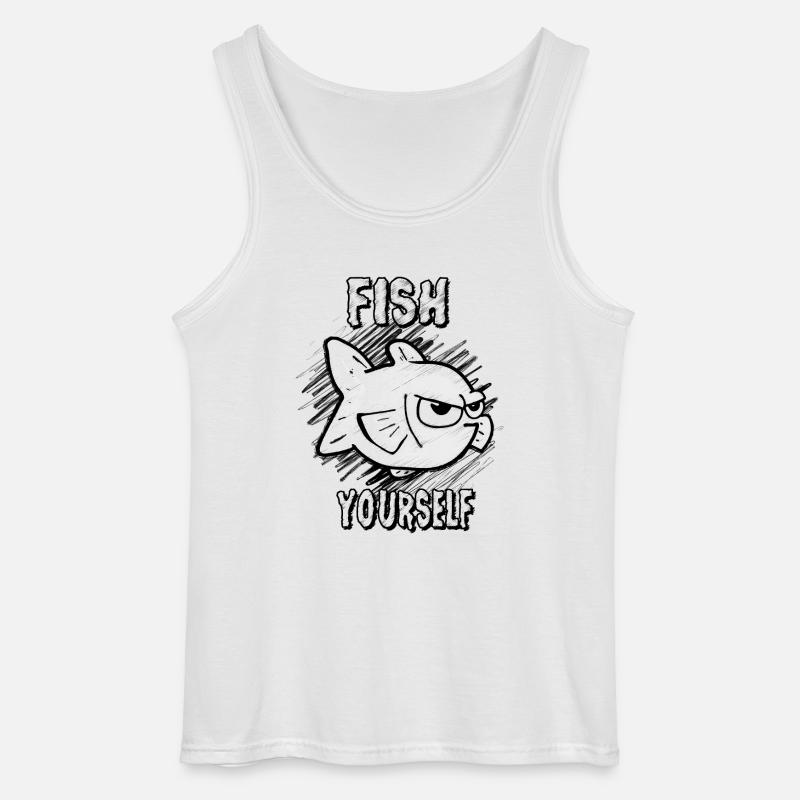 Fish Yourself (Scribble) - Gildan Men’s Tank Top - white
