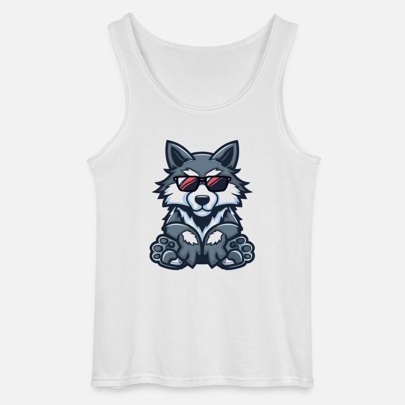 Wolf Comic Cool - Gildan Männer Tank Top - Weiß