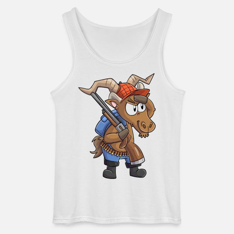 Steinbock Jäger / Steinbock mit Jagdgewehr - Gildan Männer Tank Top - Weiß