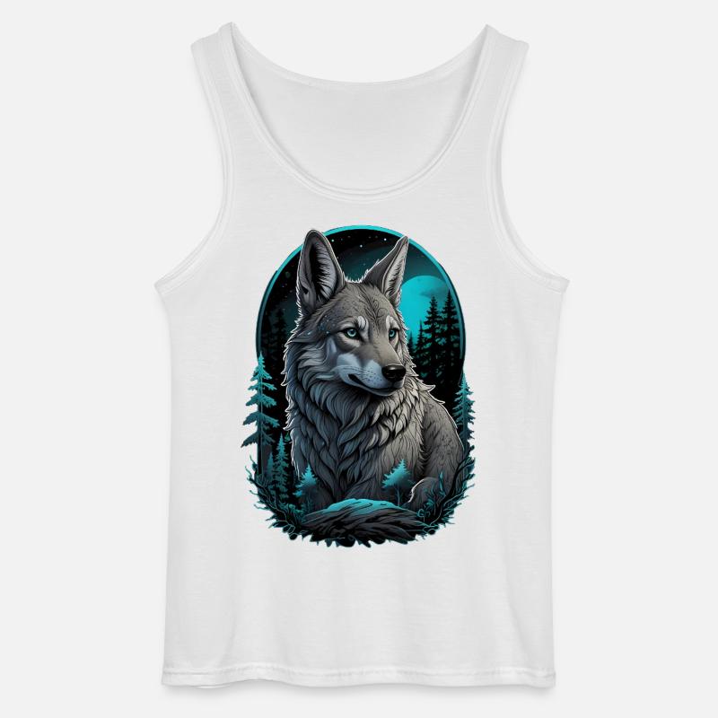 Mystischer Wolf bei Vollmond - Gildan Männer Tank Top - Weiß
