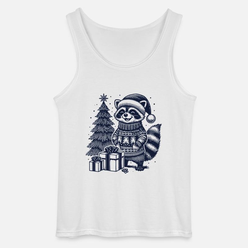 Fröhlicher Waschbär Weihnachten Pullover - Gildan Männer Tank Top - Weiß