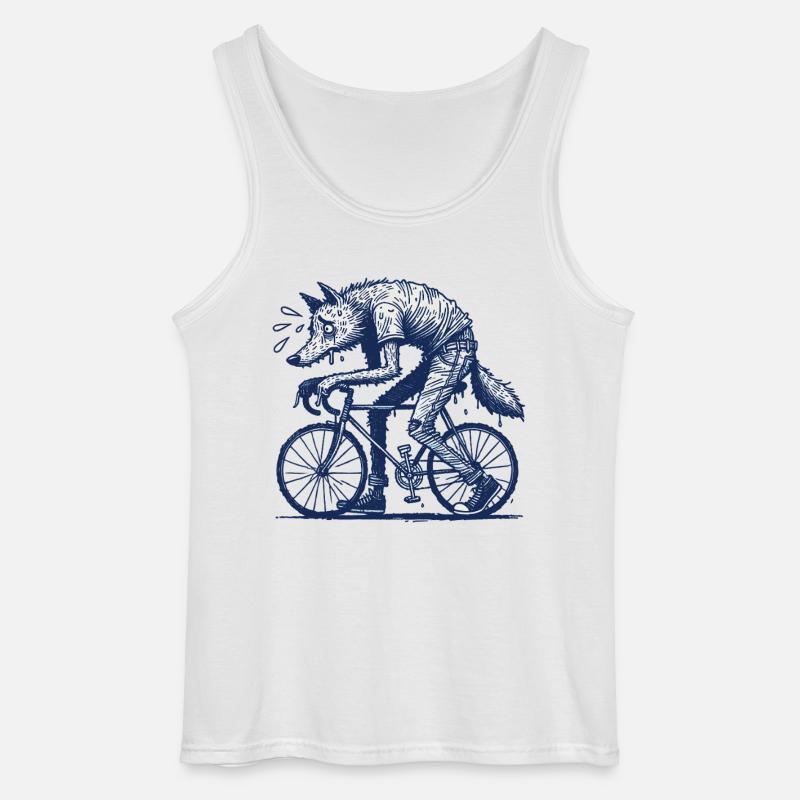 Bicycle Wolf Creative Cycling Design - Gildan Men’s Tank Top - white