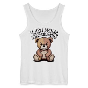 Teddy Cuddly Bear Saying - Gildan Men’s Tank Top - white - Front - AI Model Male 185 dark (185cm)