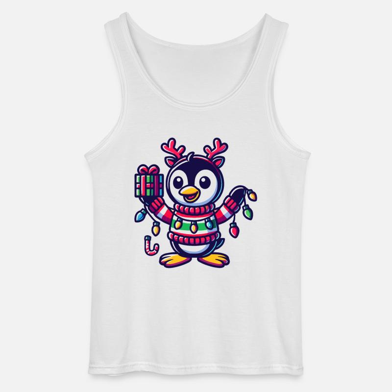Fröhlicher Pinguin Mit Weihnachtslichtern - Gildan Männer Tank Top - Weiß