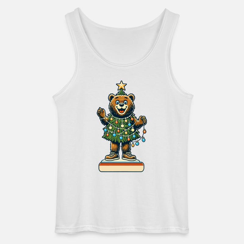 Fröhlicher Bär Mit Weihnachtslichtern - Gildan Männer Tank Top - Weiß