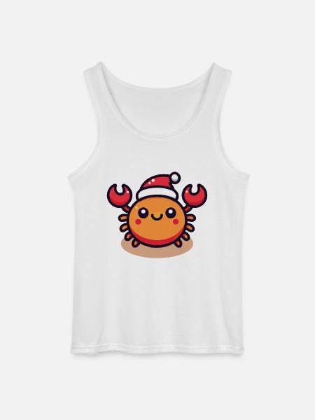 Cheerful crab with santa hat - Gildan Men’s Tank Top - white