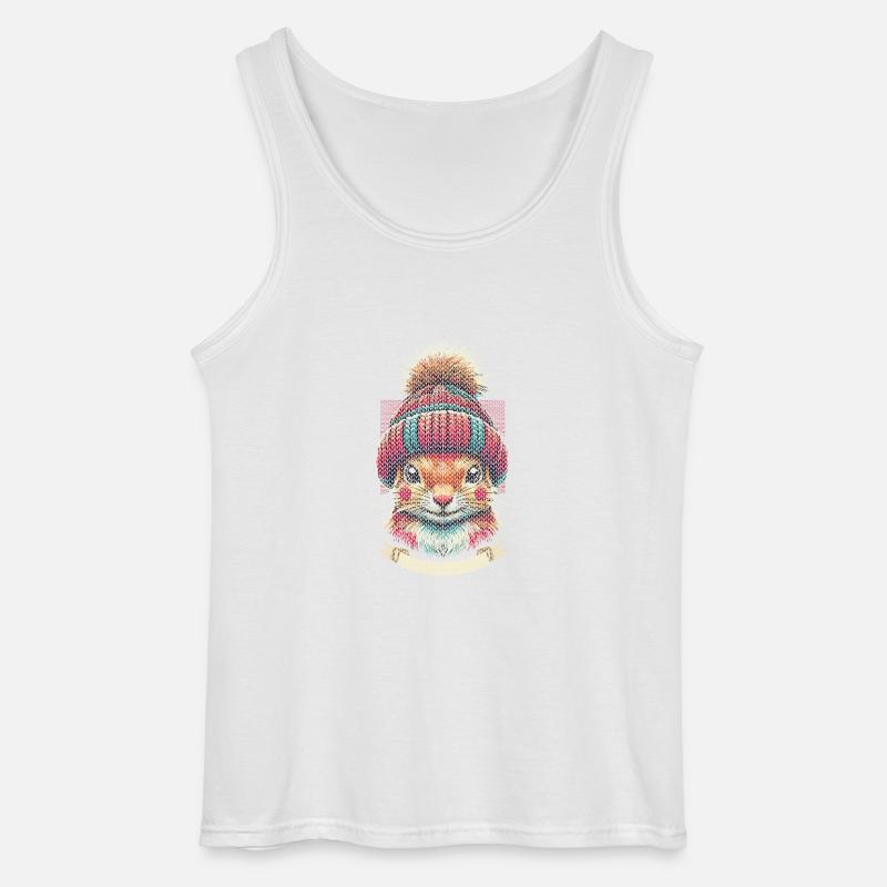 Winter squirrel with cap - Gildan Men’s Tank Top - white