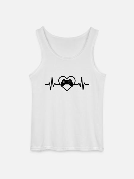 Gamer Controller Heart Gaming - Gildan Men’s Tank Top - white