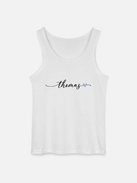Thomas Name Calligraphy Font - Gildan Men’s Tank Top - white
