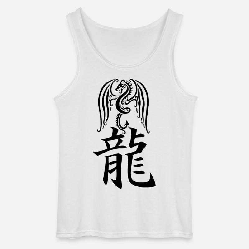 Japanischer schwarzer Drache - Gildan Männer Tank Top - Weiß