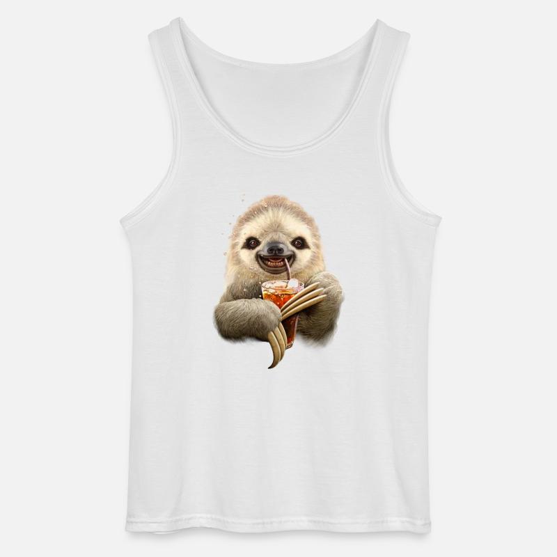 SLOTH & SOFT DRINK - Gildan Männer Tank Top - Weiß