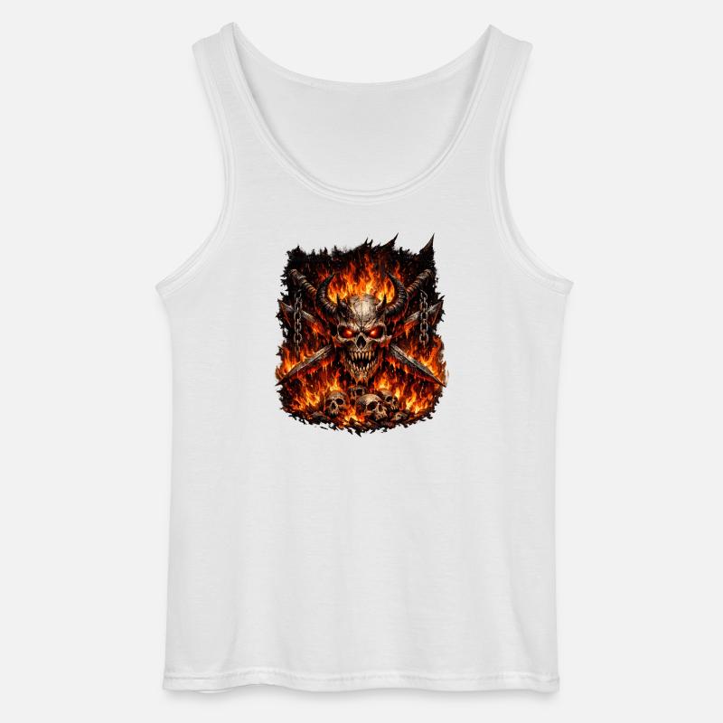 Hellfire Skull Crown - Gildan Men’s Tank Top - white