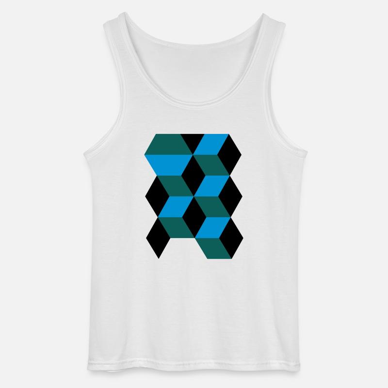 3D Muster Cubes - Gildan Männer Tank Top - Weiß