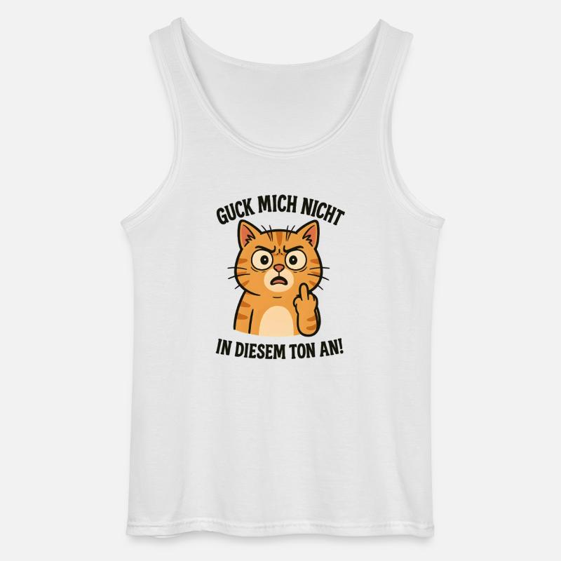 Katze mit Mittelfinger lustiger Spruch - Gildan Männer Tank Top - Weiß
