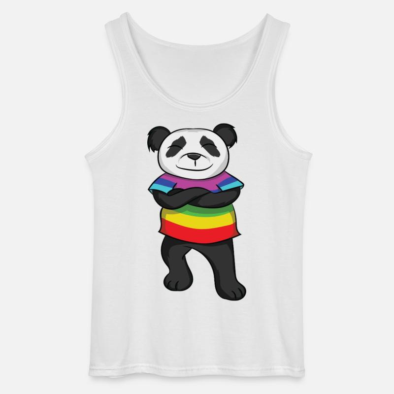 Panda Rainbow Pride with Attitude - Gildan Men’s Tank Top - white