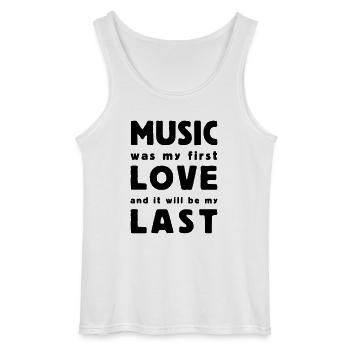 music was my first love - Gildan Männer Tank Top - Weiß - Vorne - AI Model Male 185 dark (185cm)