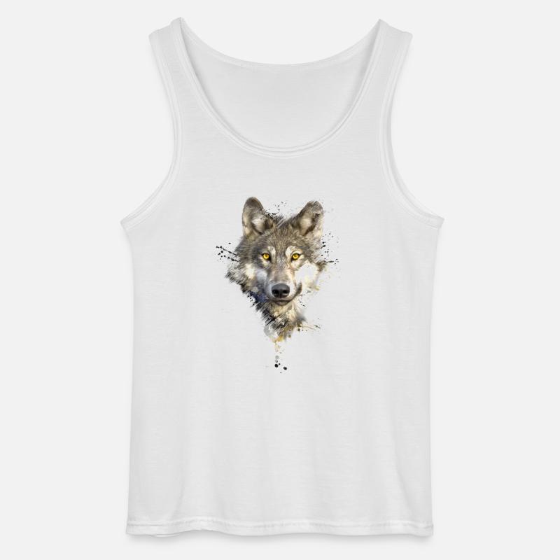 Painted Wolf - Gildan Männer Tank Top - Weiß