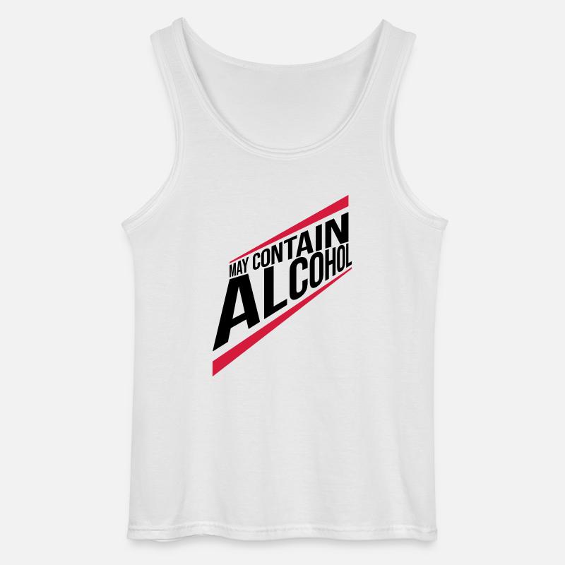 Text Kann Alkohol enthalten - Gildan Männer Tank Top - Weiß