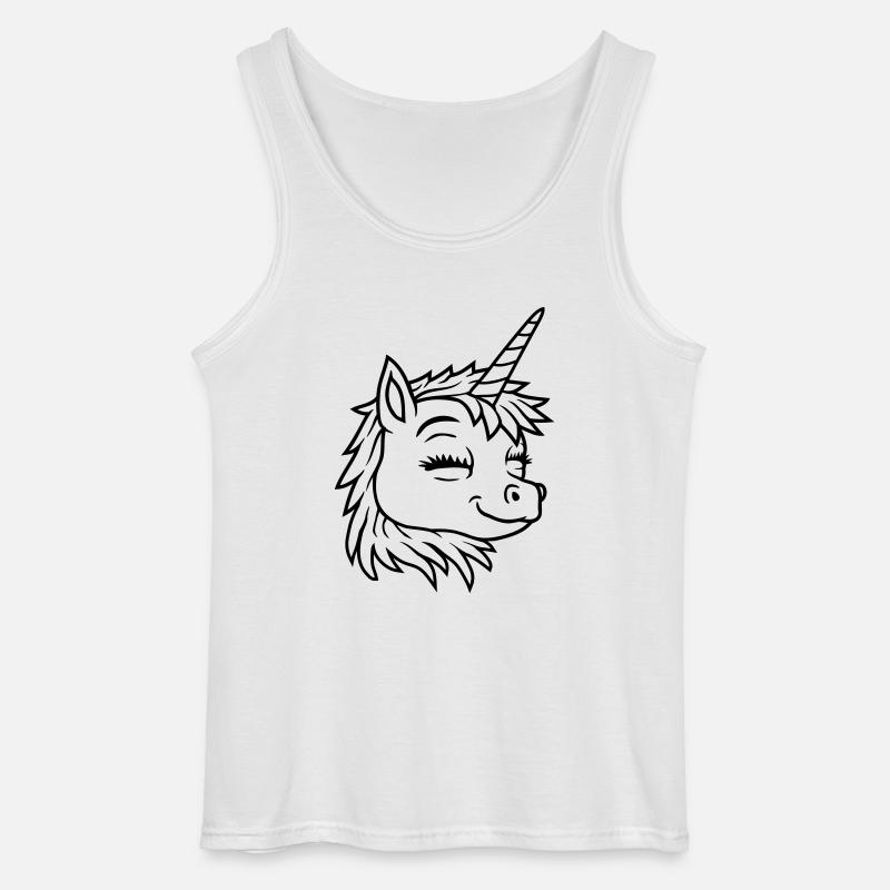 Gesicht glückliches Einhorn Comic - Gildan Männer Tank Top - Weiß